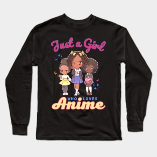 Just A Girl Who Loves Anime Kawaii School Girls Long Sleeve T-Shirt